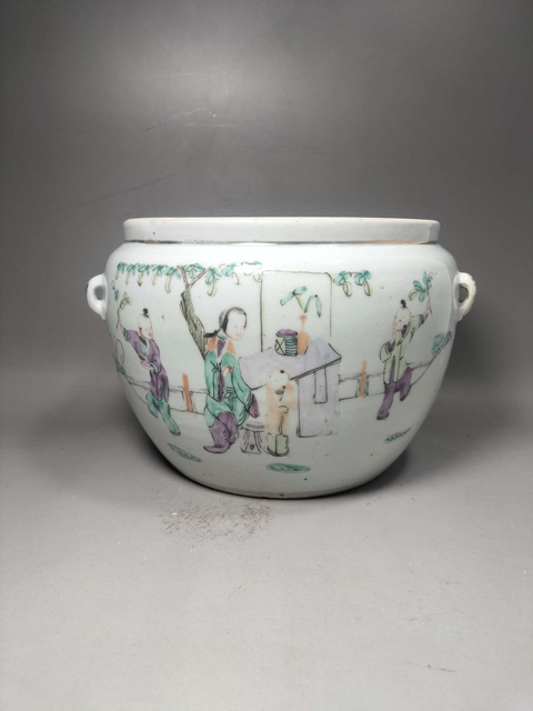 古玩陶瓷粉彩四系粥罐真品鑒賞圖