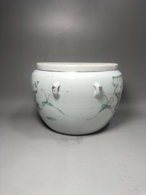 古玩陶瓷粉彩四系粥罐真品鑒賞圖