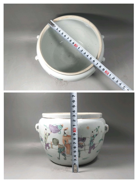 古玩陶瓷粉彩四系粥罐真品鑒賞圖