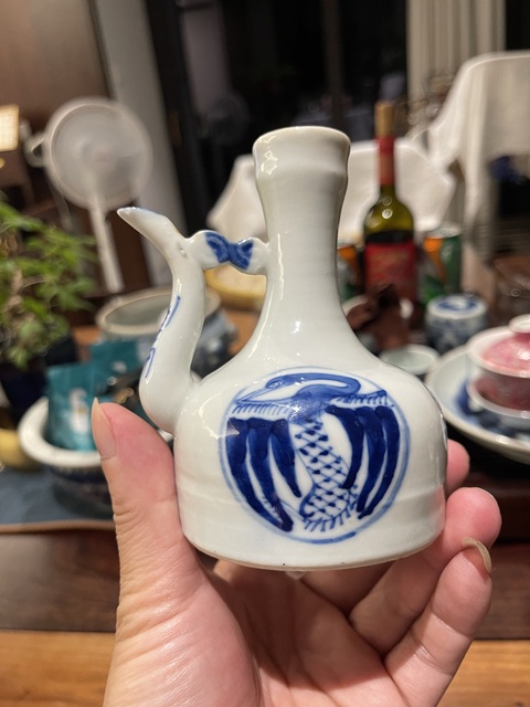 古玩陶瓷團鶴紋青花壺真品鑒賞圖