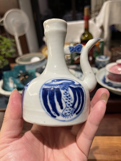 古玩陶瓷團鶴紋青花壺真品鑒賞圖