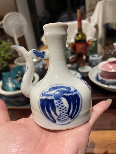 古玩陶瓷團鶴紋青花壺真品鑒賞圖