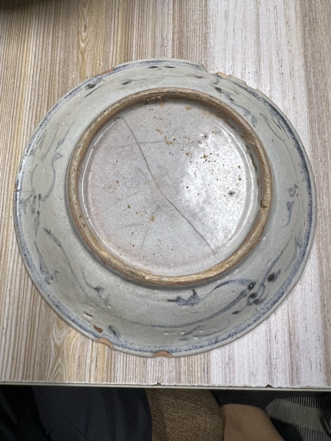古玩陶瓷十字杵紋青花盤真品鑒賞圖