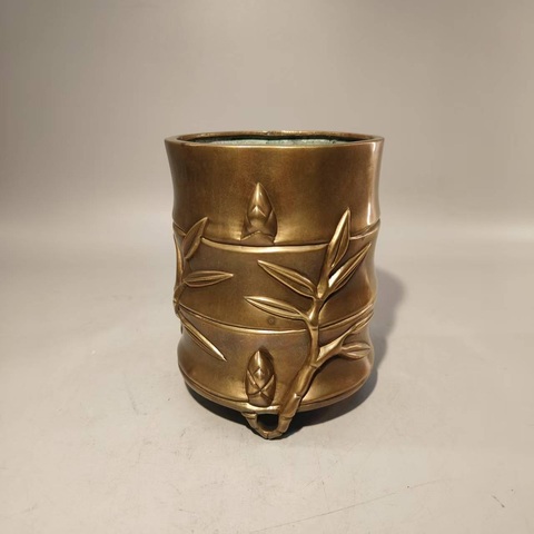 古玩銅器銅筆筒真品鑒賞圖