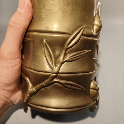 古玩銅器銅筆筒真品鑒賞圖