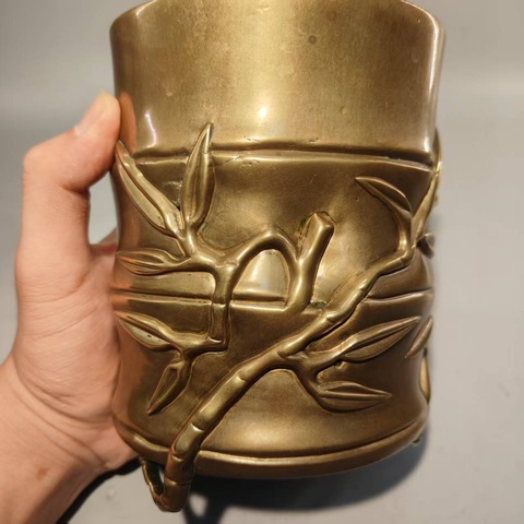 古玩銅器銅筆筒真品鑒賞圖