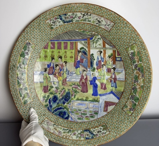 古玩陶瓷廣彩盤真品鑒賞圖