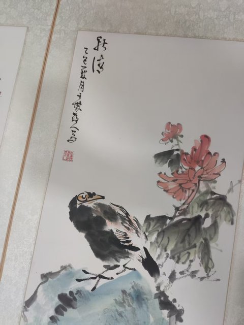 古玩字畫精工裝裱河南名家謝英慧 花鳥四屏拍賣,當前價格688元