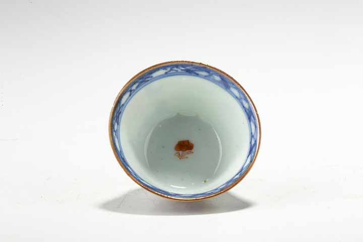 古玩陶瓷清康熙·青花礬紅描金花鳥紋杯碟拍賣，當(dāng)前價格108元
