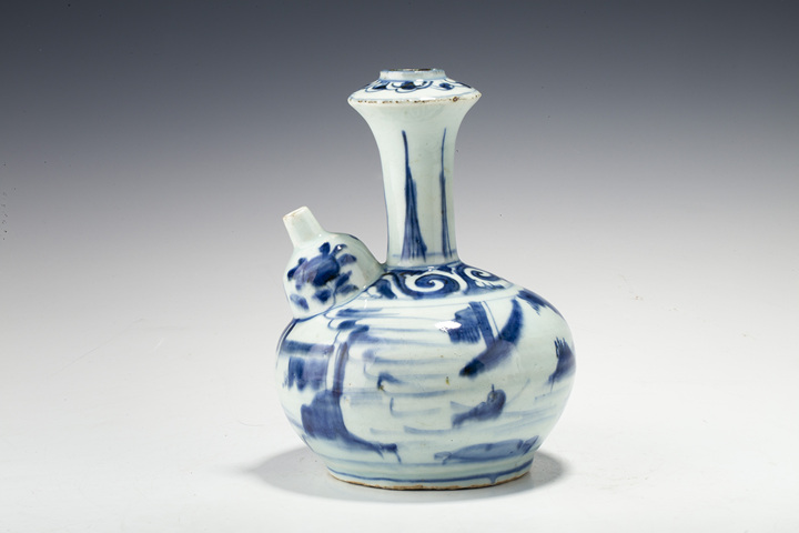 古玩陶瓷明晚·青花高士圖軍持拍賣，當前價格10032元