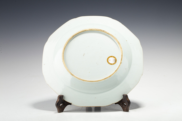 古玩陶瓷清中·青花山水樓閣花鳥紋八方盤真品鑒賞圖