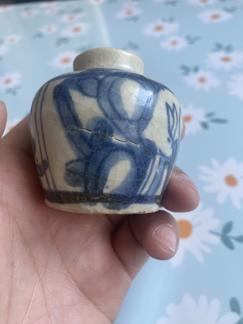 古玩陶瓷晚明青花小罐真品鑒賞圖