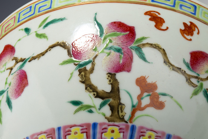 古玩陶瓷清末民初·粉彩福壽紋粥罐拍賣,當前價格788元
