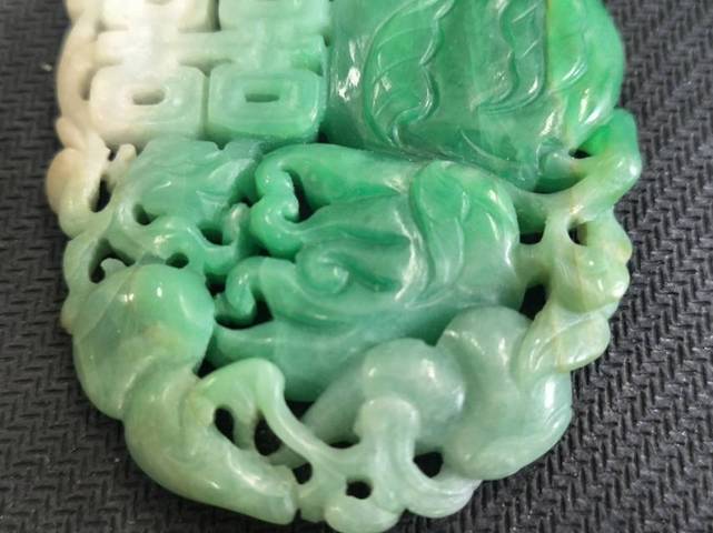 古玩玉器翡翠雕“福壽雙喜佩”真品鑒賞圖