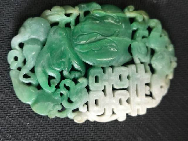 古玩玉器翡翠雕“福壽雙喜佩”真品鑒賞圖