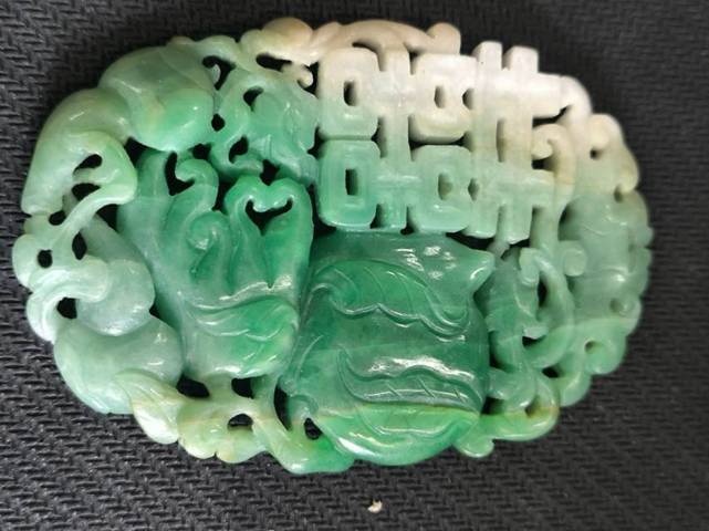 古玩玉器翡翠雕“福壽雙喜佩”真品鑒賞圖