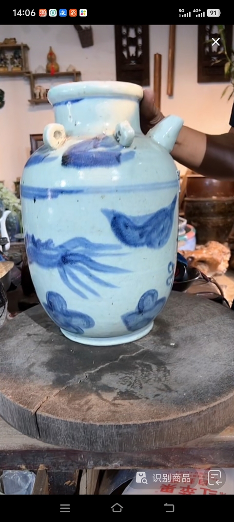 古玩陶瓷清早期青花龍鳳紋執壺真品鑒賞圖