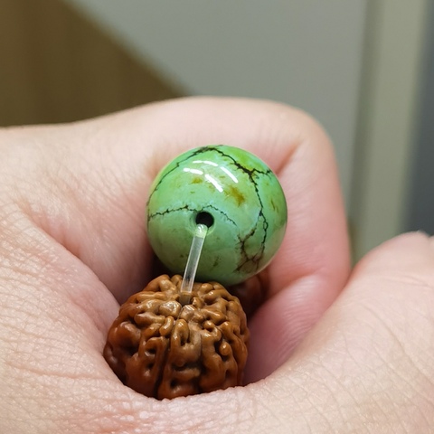 古玩玉器天然綠松石珠子真品鑒賞圖