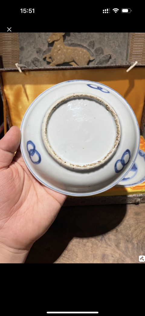 古玩陶瓷花間獅子紋青花盤真品鑒賞圖