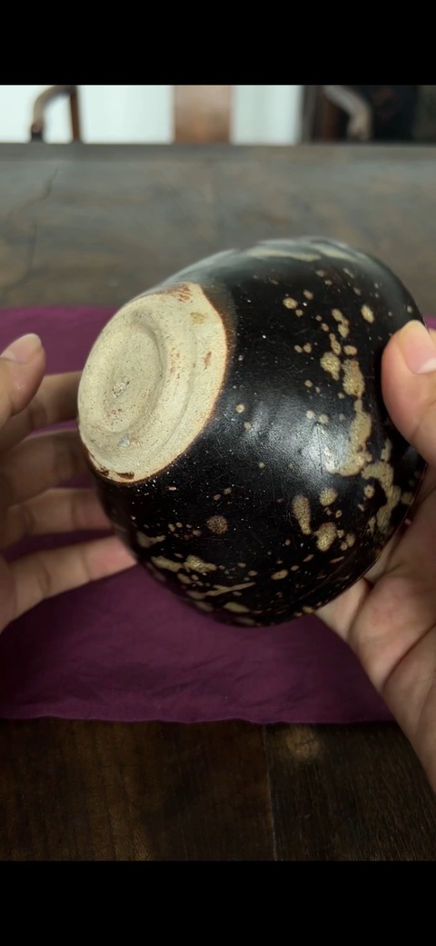 古玩陶瓷吉州窯彩繪花卉紋茶盞，注意品相真品鑒賞圖