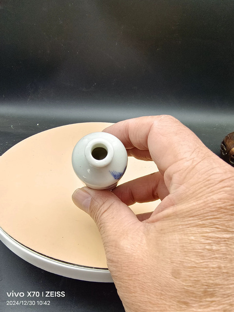古玩陶瓷晚清青花釉里紅鼻煙壺真品鑒賞圖