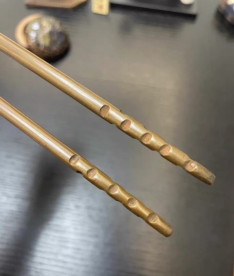 古玩銅器銅筷子真品鑒賞圖