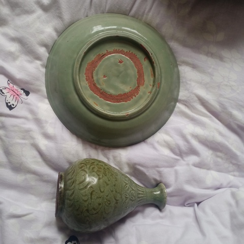 古玩陶瓷龍泉窯青釉盤真品鑒賞圖