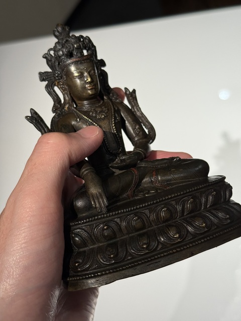 古玩銅器銅寶冠釋迦真品鑒賞圖