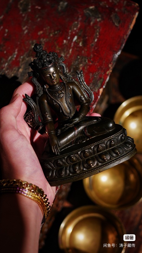古玩銅器銅寶冠釋迦真品鑒賞圖