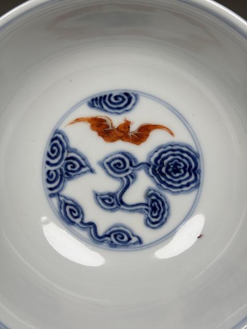 古玩陶瓷青花加彩洪福齊天紋碗真品鑒賞圖