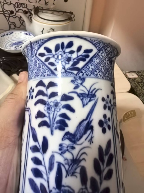 古玩陶瓷花鳥紋青花花觚真品鑒賞圖