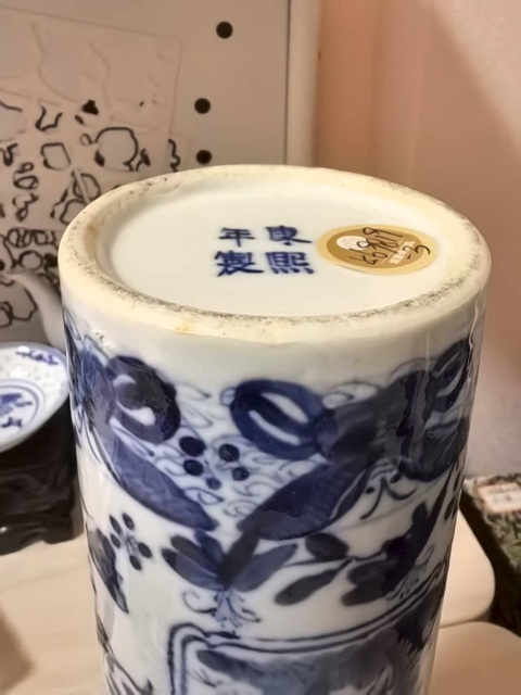 古玩陶瓷花鳥紋青花花觚真品鑒賞圖