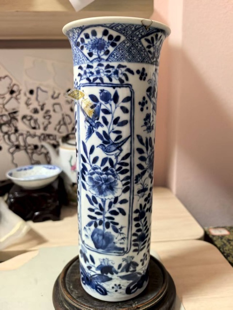 古玩陶瓷花鳥紋青花花觚真品鑒賞圖
