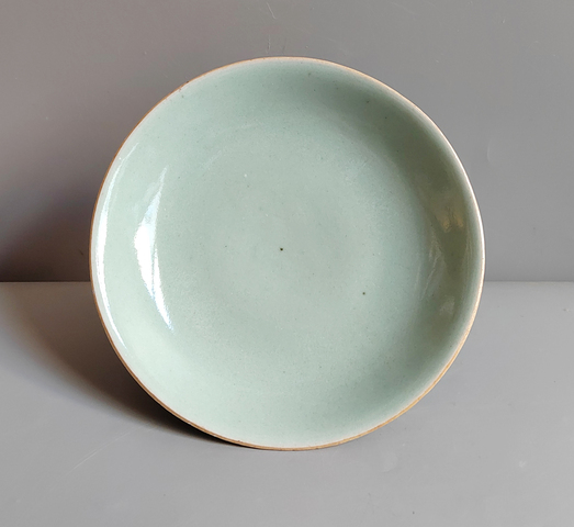 古玩陶瓷豆青釉盤真品鑒賞圖