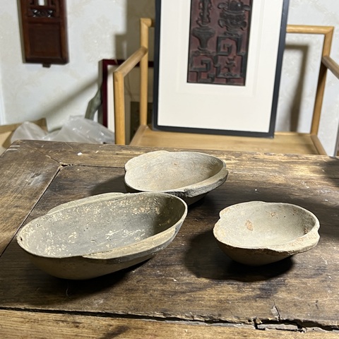 古玩陶瓷灰陶羽觴杯真品鑒賞圖