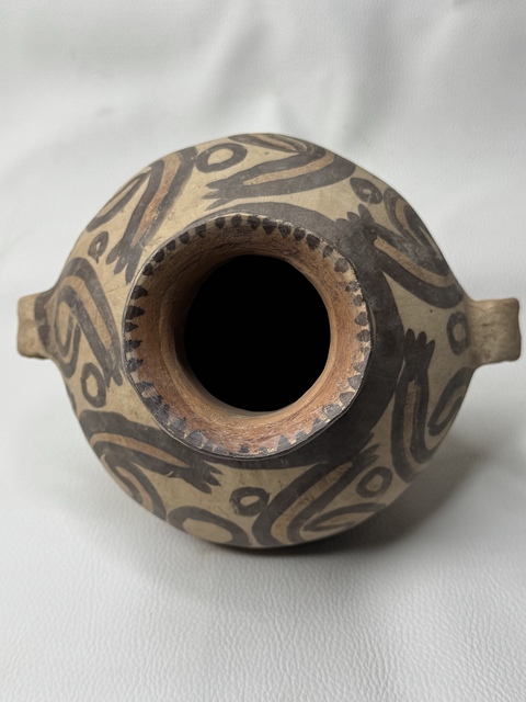古玩陶瓷馬家窯文化·馬廠類型旋形爪紋雙耳壺真品鑒賞圖