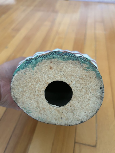 古玩陶瓷清末民初 藍(lán)料彩加粉彩送子觀音造像真品鑒賞圖