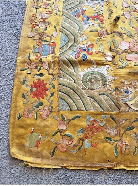 古玩雜項刺繡坐墊真品鑒賞圖