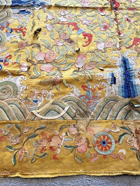 古玩雜項刺繡坐墊真品鑒賞圖