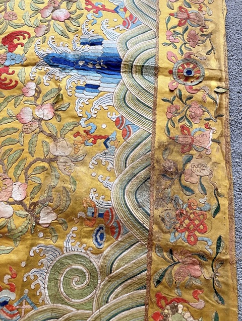 古玩雜項刺繡坐墊真品鑒賞圖