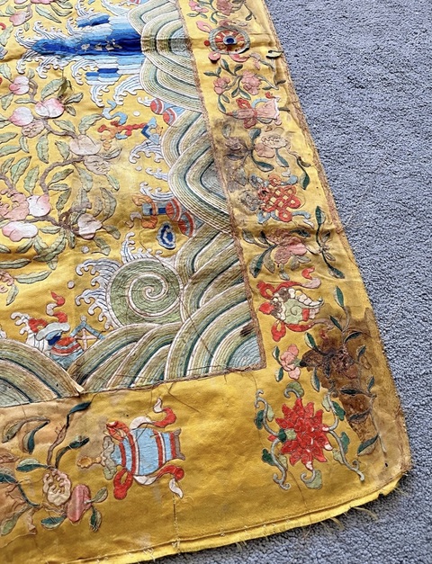 古玩雜項刺繡坐墊真品鑒賞圖
