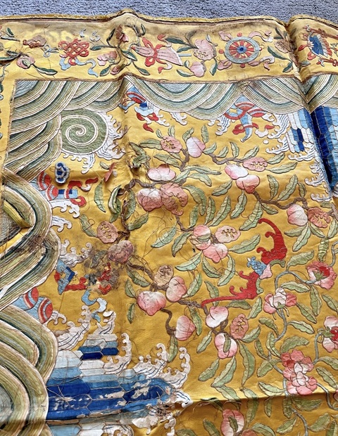 古玩雜項刺繡坐墊真品鑒賞圖