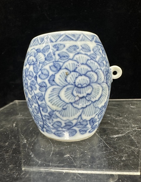 古玩陶瓷青花淡描花卉紋鳥食罐拍賣,當前價格688元