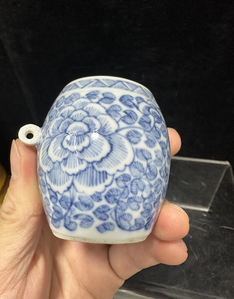 古玩陶瓷青花淡描花卉紋鳥食罐拍賣,當前價格688元