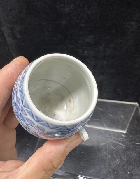 古玩陶瓷青花淡描花卉紋鳥食罐拍賣,當前價格688元