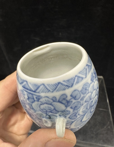 古玩陶瓷青花淡描花卉紋鳥食罐拍賣,當前價格688元