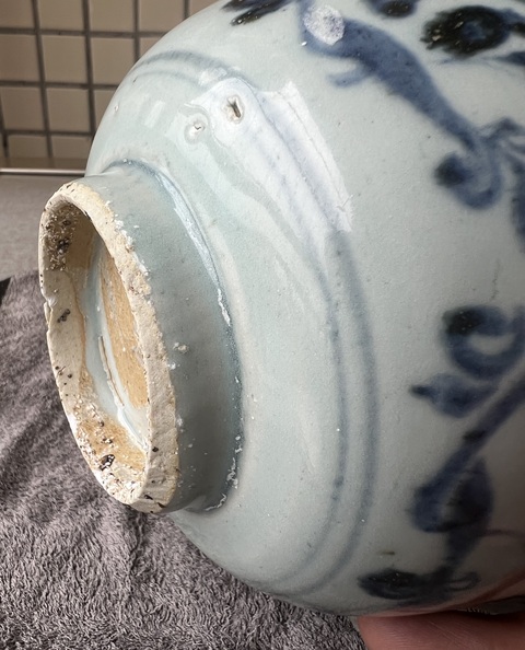 古玩陶瓷青花花卉紋碗，混合料真品鑒賞圖