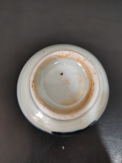 古玩陶瓷山水紋青花水盂真品鑒賞圖