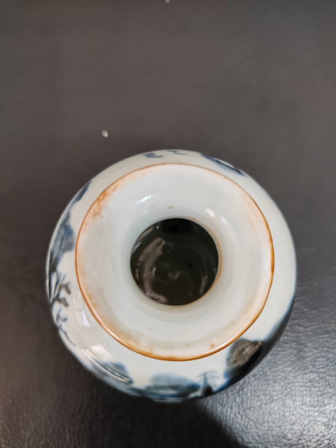 古玩陶瓷山水紋青花水盂真品鑒賞圖