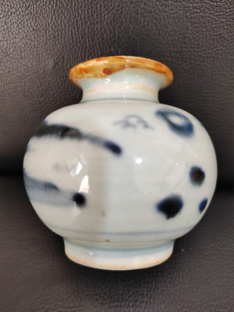古玩陶瓷山水紋青花水盂真品鑒賞圖